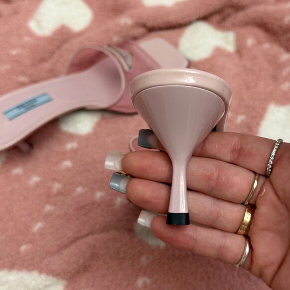 Prada Leather-trimmed Pvc Mules In Alabastro; pink Kitten Heels Size 37 size 7 - Picture 7 of 8